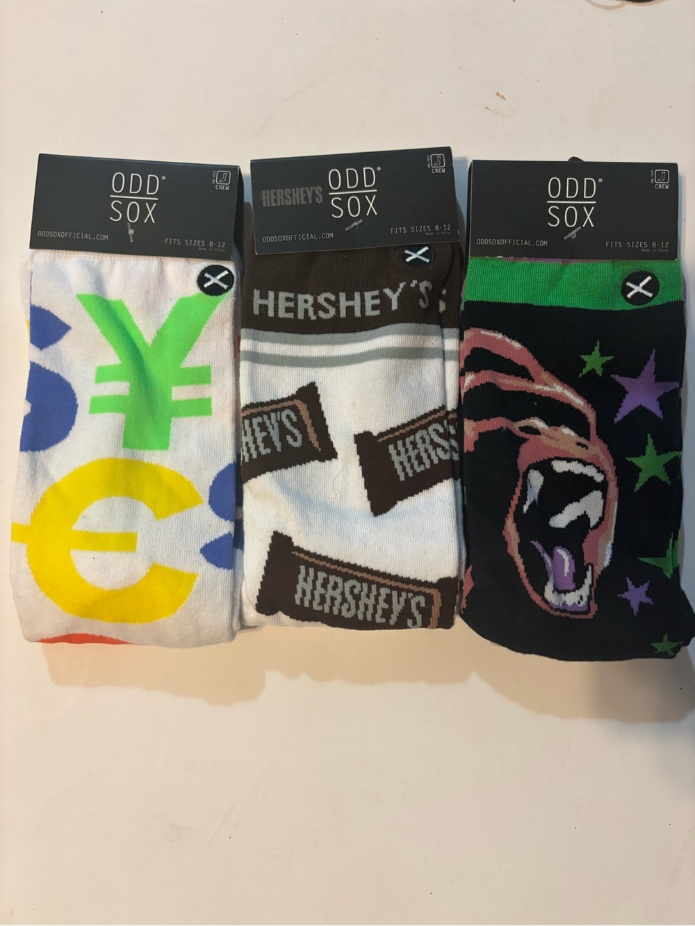 ODD SOX Men's Novelty Crew Sock 3-Pack - Multicolor Designs